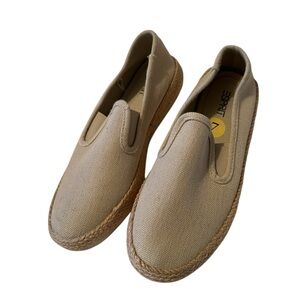 Esprit Women's Beige Canvas Flats- line new - Slip on -Size 7
